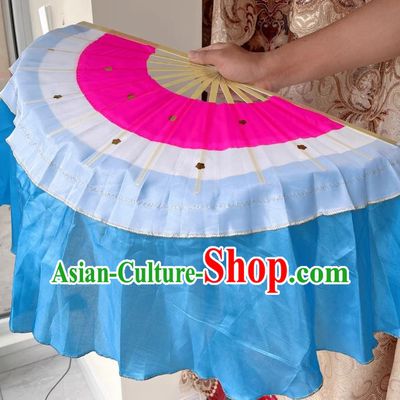 Blue Cartilage Fan Northeastern Yangko Two Person Ox Tendon Bone Electric Wood Bone Square Dance Color Fan Stage Performance Performance Fan