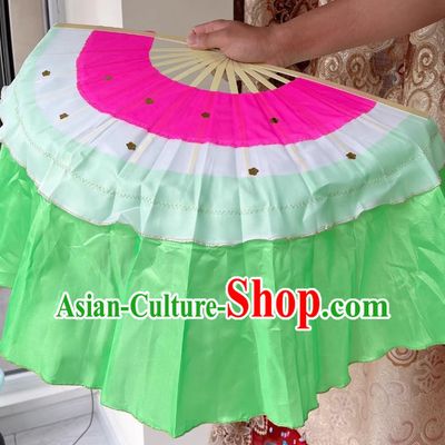 Green Cartilage Fan Northeastern Yangko Two Person Ox Tendon Bone Electric Wood Bone Square Dance Color Fan Stage Performance Performance Fan