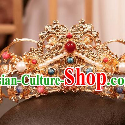 China Ancient Dunhuang Fairy Hair Jewelry Tang Dynasty Dance Lady Headdress Handmade Hanfu Golden Hair Crown