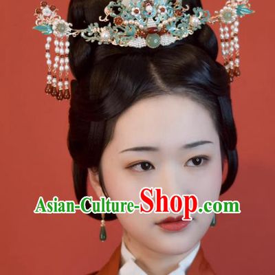 China Handmade Hanfu Hair Jewelries Ancient Empress Headdress Ming Dynasty Noble Woman Hair Crown and Hairpins