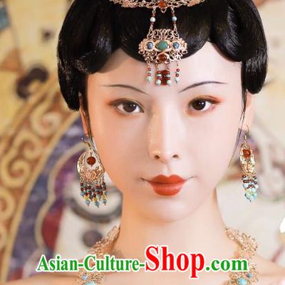 China Tang Dynasty Dance Lady Headdress Handmade Hanfu Accessories Ancient Dunhuang Fairy Jewelries Set