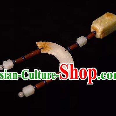 China Qin Dynasty Noble Woman Jade Jewelry Handmade Hanfu Waist Accessories Ancient Empress Belt Pendant