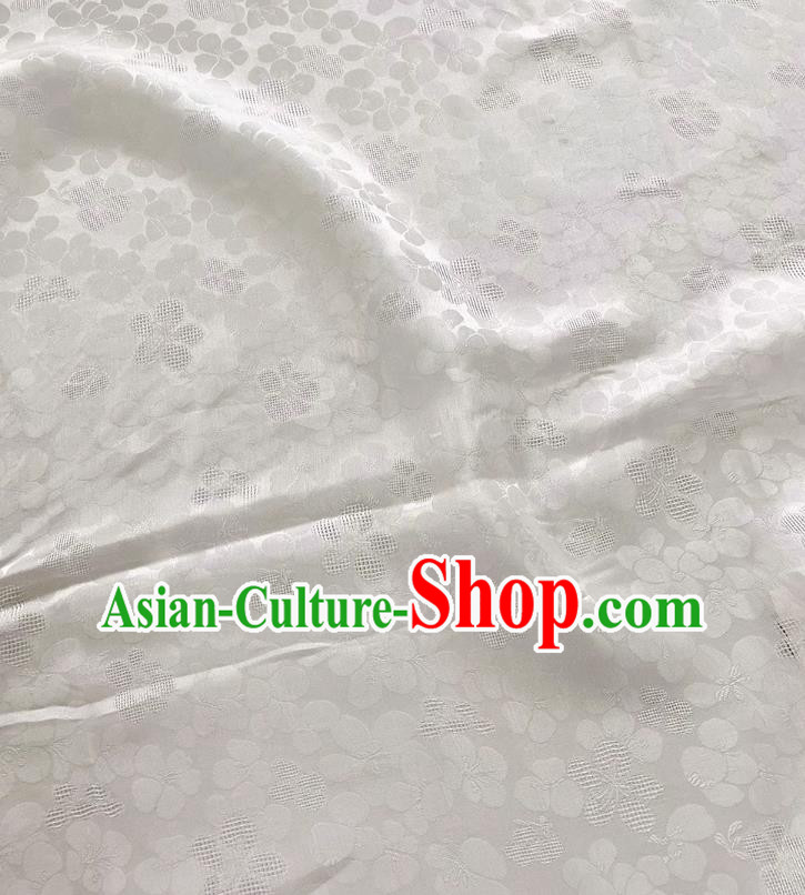 White China Jacquard Cheongsam Fabric Traditional Material Classical Peach Blossom Pattern Silk White China Jacquard Cheongsam Fabric Traditional Material Classical Peach Blossom Pattern Silk