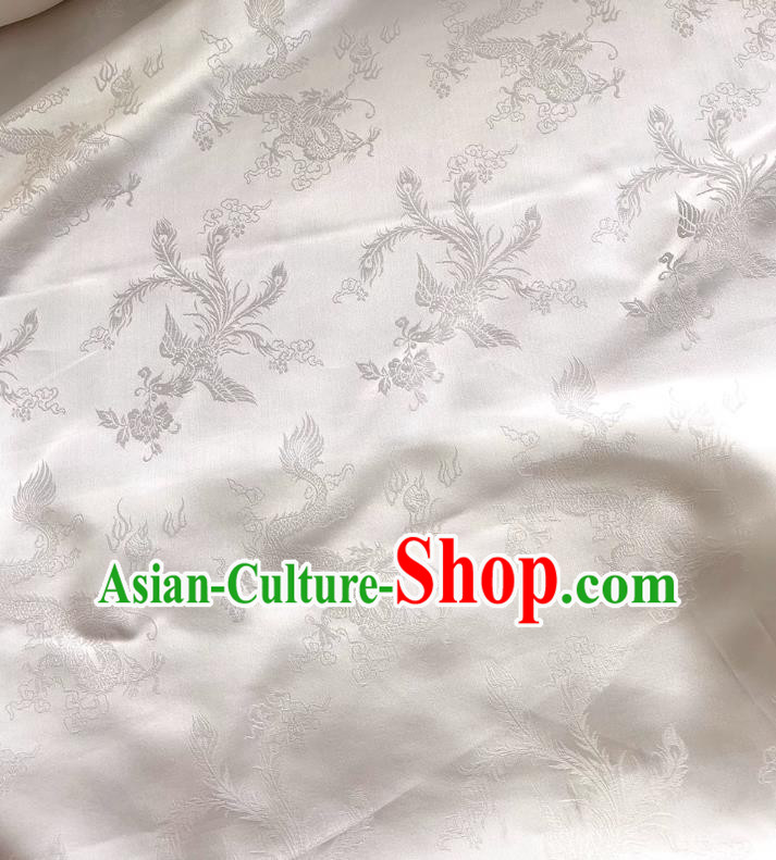 White China Classical Dragon and Phoenix Pattern Silk Jacquard Cheongsam Fabric Traditional Material White China Classical Dragon and Phoenix Pattern Silk Jacquard Cheongsam Fabric Traditional Material