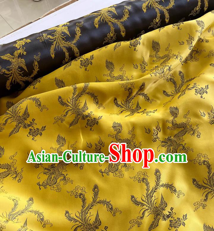 Black China Traditional Material Classical Dragon and Phoenix Pattern Silk Jacquard Cheongsam Fabric Black China Traditional Material Classical Dragon and Phoenix Pattern Silk Jacquard Cheongsam Fabric