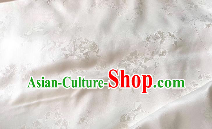 White China Cheongsam Fabric Traditional Material Classical Peach Blossom Pattern Silk White China Cheongsam Fabric Traditional Material Classical Peach Blossom Pattern Silk
