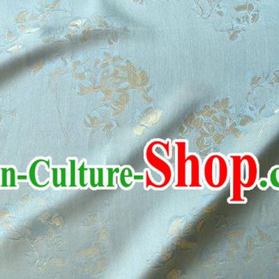 Blue China Traditional Material Classical Peach Blossom Pattern Silk Cheongsam Fabric