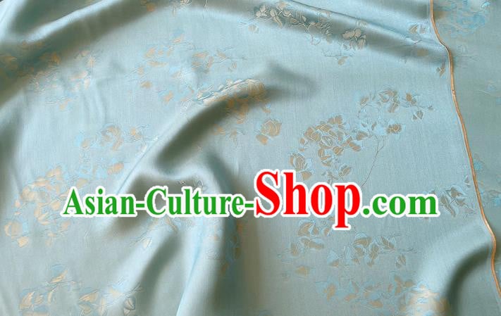 Blue China Traditional Material Classical Peach Blossom Pattern Silk Cheongsam Fabric Blue China Traditional Material Classical Peach Blossom Pattern Silk Cheongsam Fabric