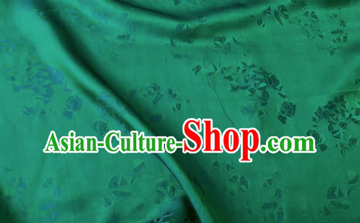 Deep Green China Classical Peach Blossom Pattern Silk Cheongsam Fabric Traditional Dress Material Deep Green China Classical Peach Blossom Pattern Silk Cheongsam Fabric Traditional Dress Material