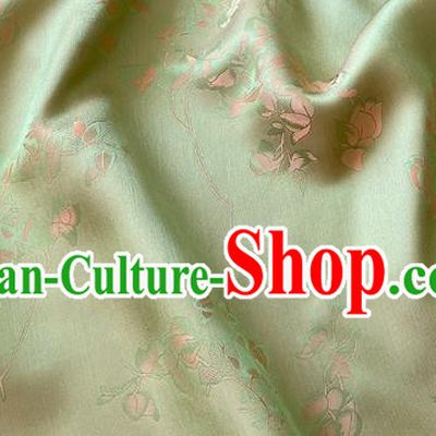 Light Green China Cheongsam Fabric Traditional Dress Material Classical Peach Blossom Pattern Silk
