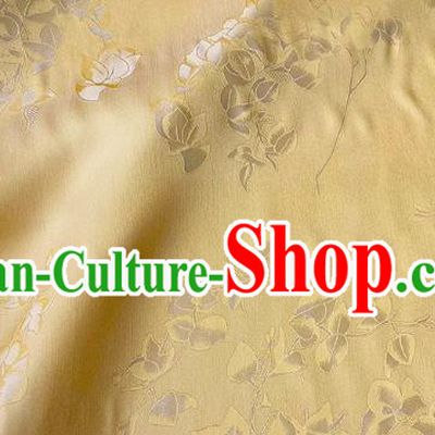 Champagne China Cheongsam Fabric Traditional Dress Material Classical Peach Blossom Pattern Silk