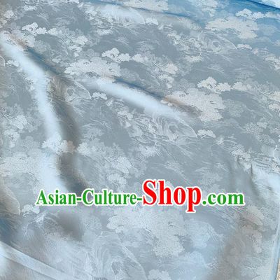 Light Blue China Traditional Dress Material Classical Landscape Painting Pattern Silk Cheongsam Jacquard Fabric