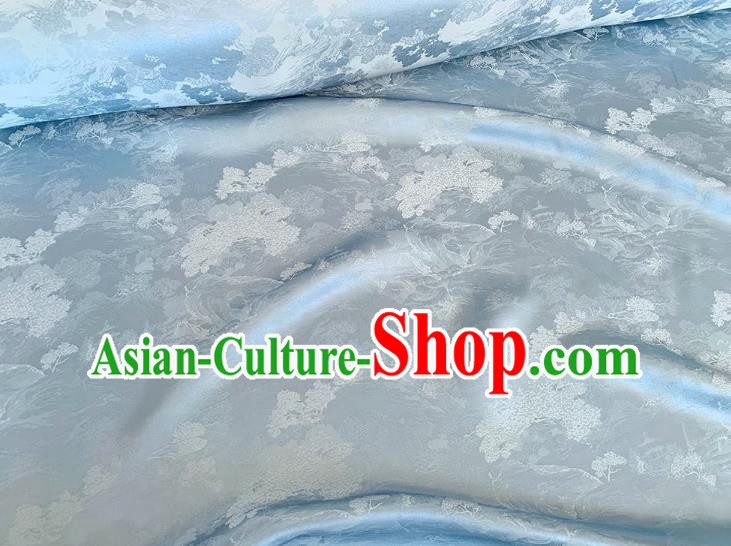 Light Blue China Traditional Dress Material Classical Landscape Painting Pattern Silk Cheongsam Jacquard Fabric Light Blue China Traditional Dress Material Classical Landscape Painting Pattern Silk Cheongsam Jacquard Fabric