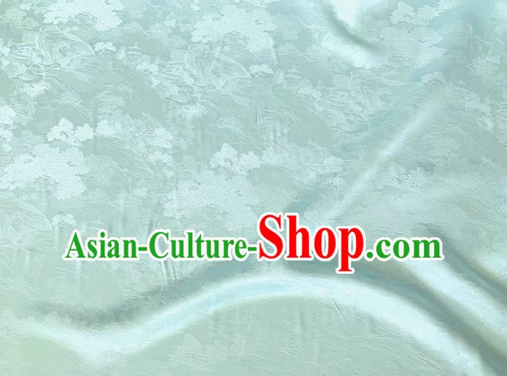 Aqua China Classical Landscape Painting Pattern Silk Cheongsam Jacquard Fabric Traditional Dress Material Aqua China Classical Landscape Painting Pattern Silk Cheongsam Jacquard Fabric Traditional Dress Material