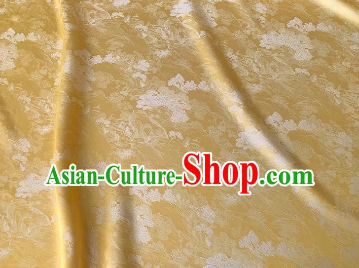 Light Golden China Traditional Dress Material Classical Landscape Painting Pattern Silk Cheongsam Jacquard Fabric Light Golden China Traditional Dress Material Classical Landscape Painting Pattern Silk Cheongsam Jacquard Fabric
