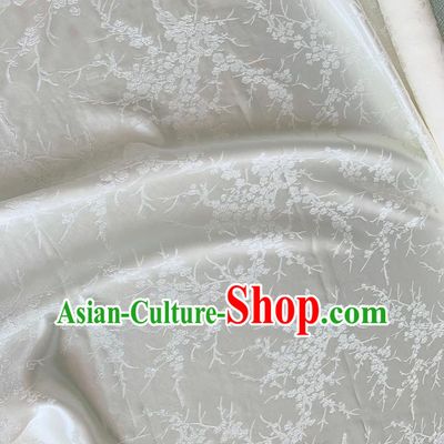 White China Traditional Cheongsam Material Classical Plum Blossom Pattern Silk Embossed Stretch Fabric