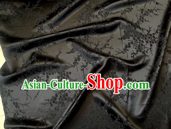 Black China Embossed Stretch Fabric Traditional Cheongsam Material Classical Plum Blossom Pattern Silk Black China Embossed Stretch Fabric Traditional Cheongsam Material Classical Plum Blossom Pattern Silk