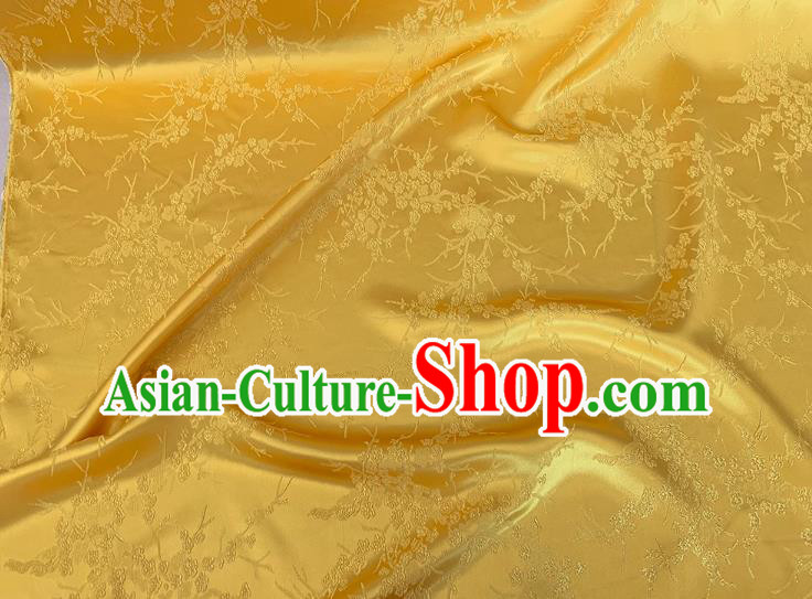 Golden China Traditional Cheongsam Material Classical Plum Blossom Pattern Silk Embossed Stretch Fabric Golden China Traditional Cheongsam Material Classical Plum Blossom Pattern Silk Embossed Stretch Fabric