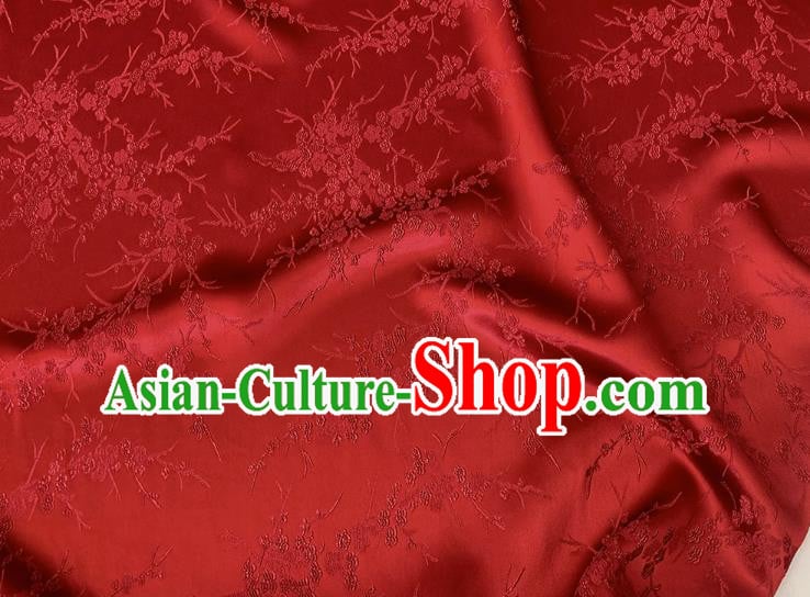 Wine Red China Embossed Stretch Fabric Traditional Cheongsam Material Classical Plum Blossom Pattern Silk Wine Red China Embossed Stretch Fabric Traditional Cheongsam Material Classical Plum Blossom Pattern Silk