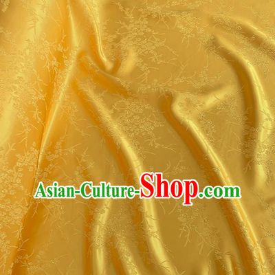 Golden China Traditional Cheongsam Material Classical Plum Blossom Pattern Silk Embossed Stretch Fabric