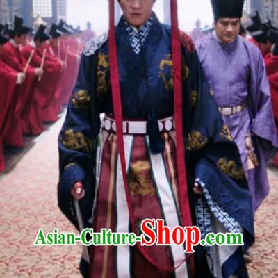 Chinese Ancient Emperor Costumes TV Drama Unchained Fu King Murong Gao Gong Robes Traditional Ming Dynasty Hanfu Clothing