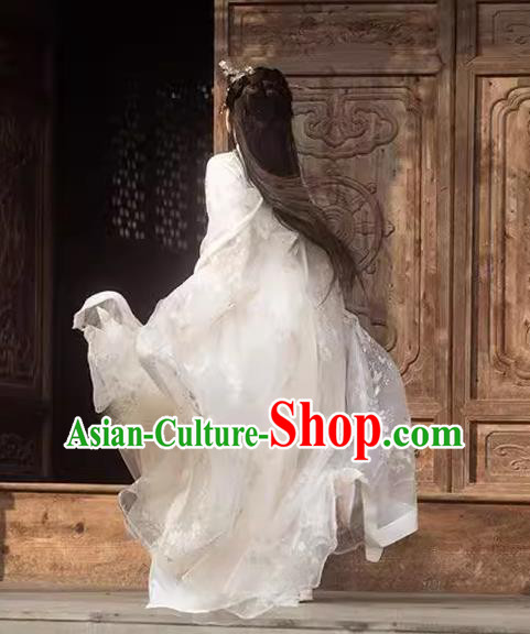 Ancient Chinese Young Lady Dress Costumes Beige Hanfu Jin Dynasty Swordswoman Dresses Ancient Chinese Young Lady Dress Costumes Beige Hanfu Jin Dynasty Swordswoman Dresses
