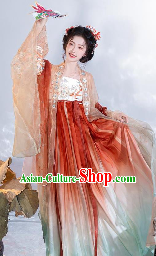 Chinese Hanfu Hezi Qun Tang Dynasty Princess Red Dresses Ancient Palace Lady Clothing Chinese Hanfu Hezi Qun Tang Dynasty Princess Red Dresses Ancient Palace Lady Clothing