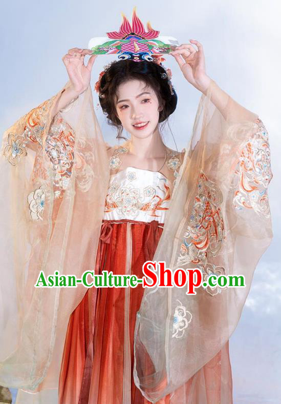 Chinese Hanfu Hezi Qun Tang Dynasty Princess Red Dresses Ancient Palace Lady Clothing Chinese Hanfu Hezi Qun Tang Dynasty Princess Red Dresses Ancient Palace Lady Clothing