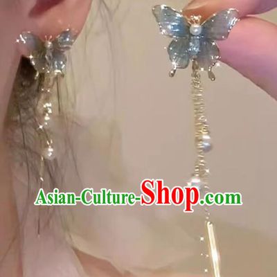 Chinese Classical Cheongsam Earrings Top Handmade Hanfu Butterfly Ear Jewelries