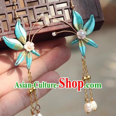 Chinese Handmade Hanfu Ear Jewelries Classical Cheongsam Silk Butterfly Earrings