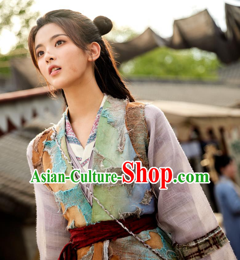 Drama Chong Zi Young Lady Pauper Clothing China Ancient Beggar Costumes Drama Chong Zi Young Lady Pauper Clothing China Ancient Beggar Costumes