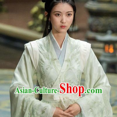 China Ancient Princess Costumes Drama Chong Zi Min Su Qiu Clothing Traditional Hanfu Noble Lady Green Dresses