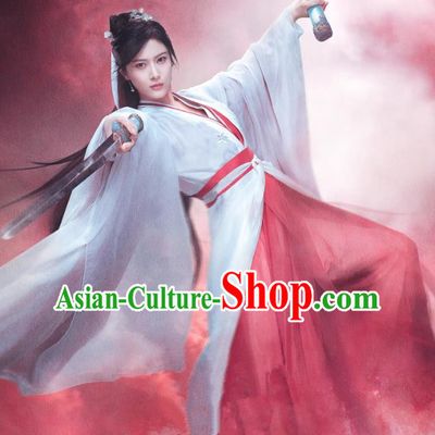 Drama Chong Zi Demon Woman Yin Shui Xian Clothing China Traditional Hanfu Young Lady Dresses Ancient Female Warrior Costumes