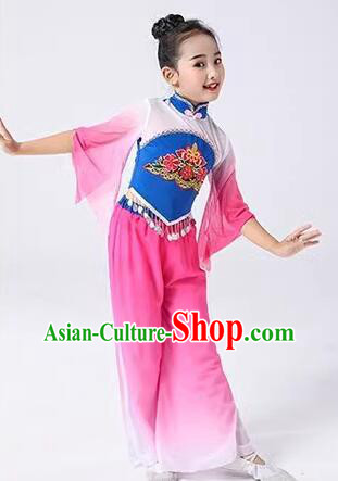 Chinese Folk Dance Clothing Children Yangko Dance Outfit Fan Dance Costumes Chinese Folk Dance Clothing Children Yangko Dance Outfit Fan Dance Costumes
