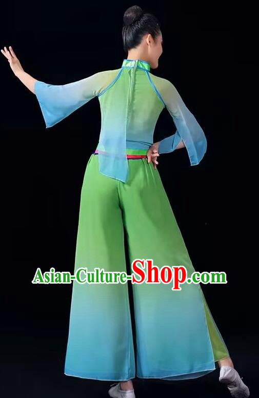 Chinese Children Yangko Dance Green Outfit Fan Dance Costumes Folk Dance Clothing Chinese Children Yangko Dance Green Outfit Fan Dance Costumes Folk Dance Clothing