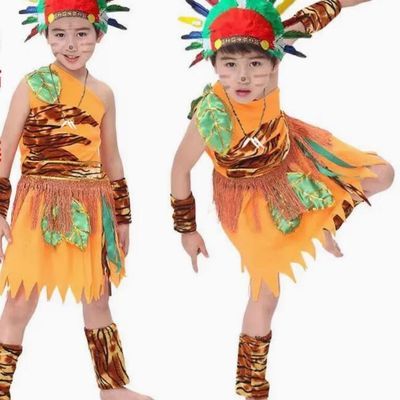 Halloween Cosplay Boy Garment Traditonal Primitive Tribe Clothing Palau Costume