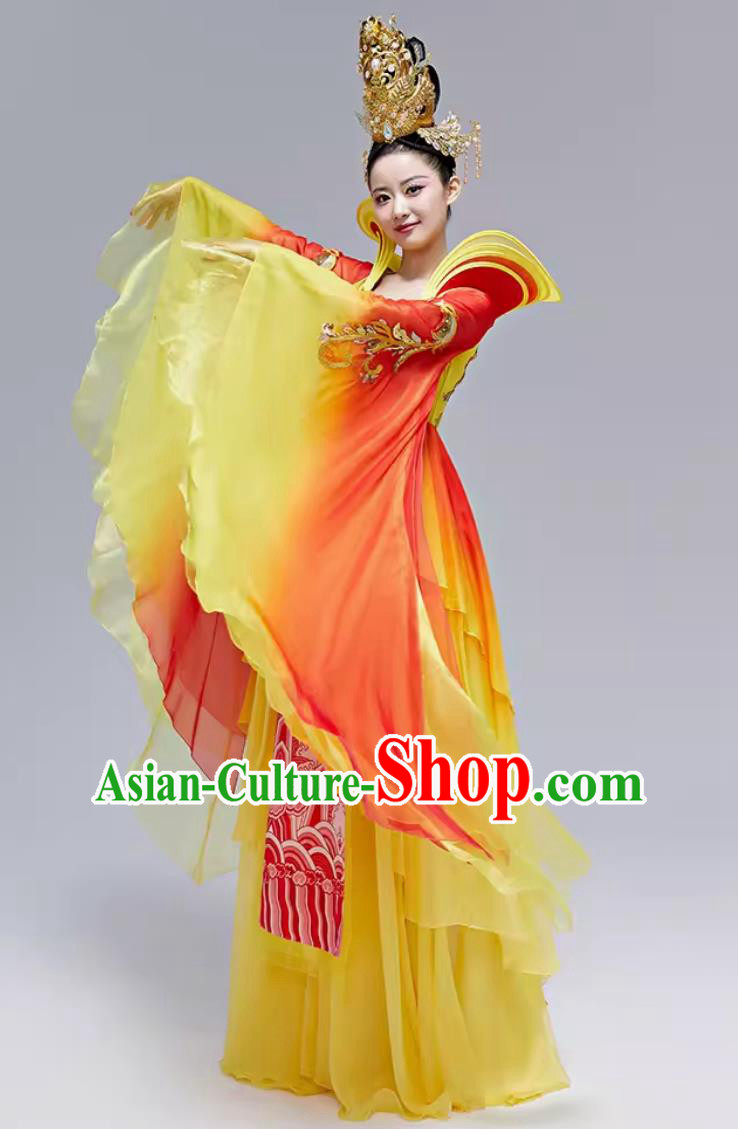 Chinese Classical Dance Costume Traditional Hanfu Ancient China Tang Dynasty Dance Yellow Dress Chinese Classical Dance Costume Traditional Hanfu Ancient China Tang Dynasty Dance Yellow Dress