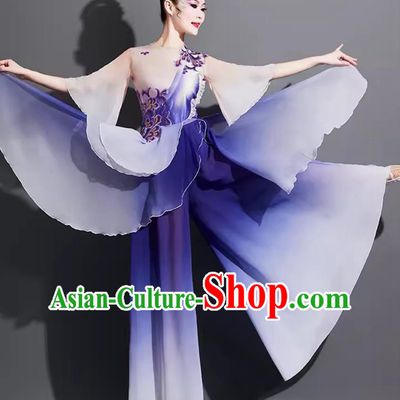 China Folk Dance Purple Outfit Chinese Classical Dance Costume Traditional Butterfly Dance Clothing