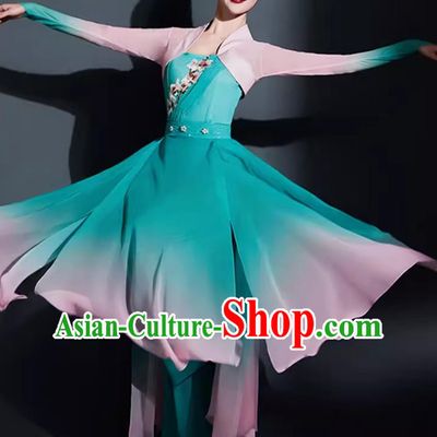 Traditional Han Tang Fan Dance Clothing China Classical Dance Outfit Chinese Dance Contest Woman Solo Costume