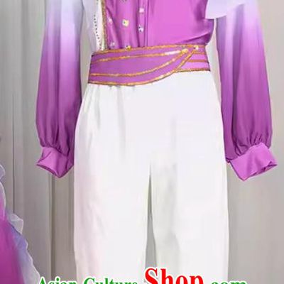 Chinese Chorus Group Costume Traditional Stage Performance Clothing Modern Dance Shirt and Pants Set