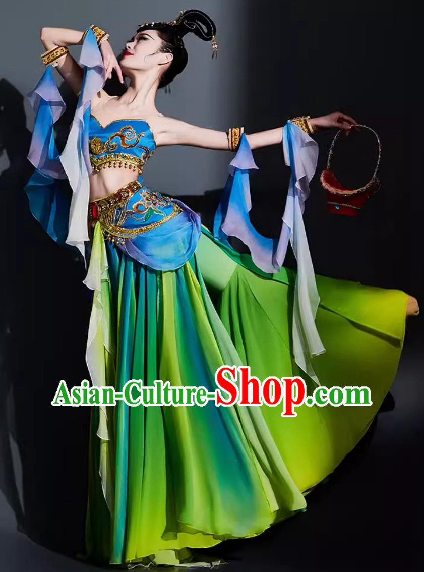 China Dunhuang Flying Apsaras Dance Green Dress Chinese Classical Dance Costume Woman Solo Dance Clothing China Dunhuang Flying Apsaras Dance Green Dress Chinese Classical Dance Costume Woman Solo Dance Clothing