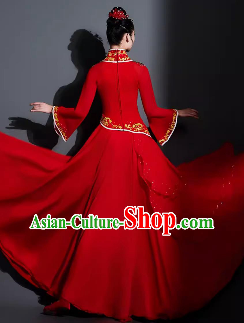 China Classical Dance Red Dress Chinese Umbrella Dance Fan Dance Costume Traditional Dance Clothing China Classical Dance Red Dress Chinese Umbrella Dance Fan Dance Costume Traditional Dance Clothing