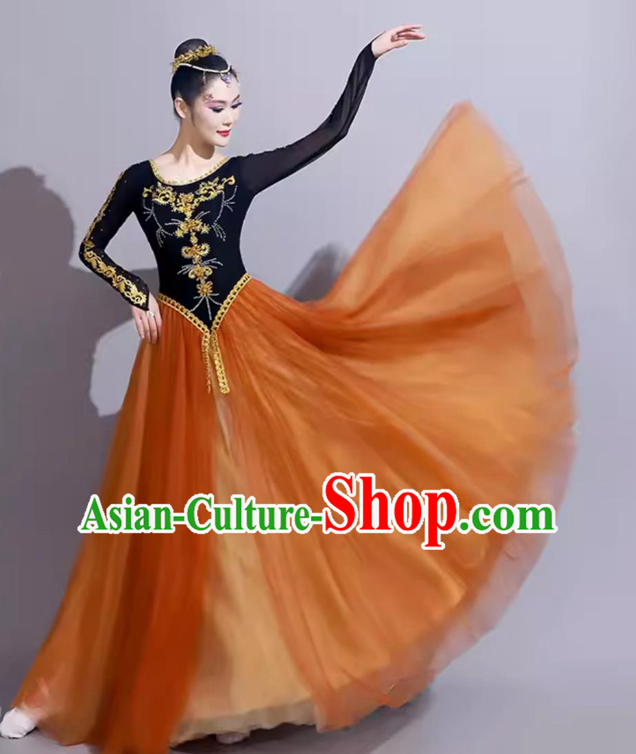 China Xinjiang Dance Dress Chinese Dance Contest Costume Traditional Ethnic Dance Clothing China Xinjiang Dance Dress Chinese Dance Contest Costume Traditional Ethnic Dance Clothing
