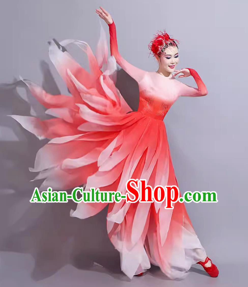 Traditional Women Group Dance Clothing China Classical Dance Red Dress Chinese Dance Contest Costume Traditional Women Group Dance Clothing China Classical Dance Red Dress Chinese Dance Contest Costume