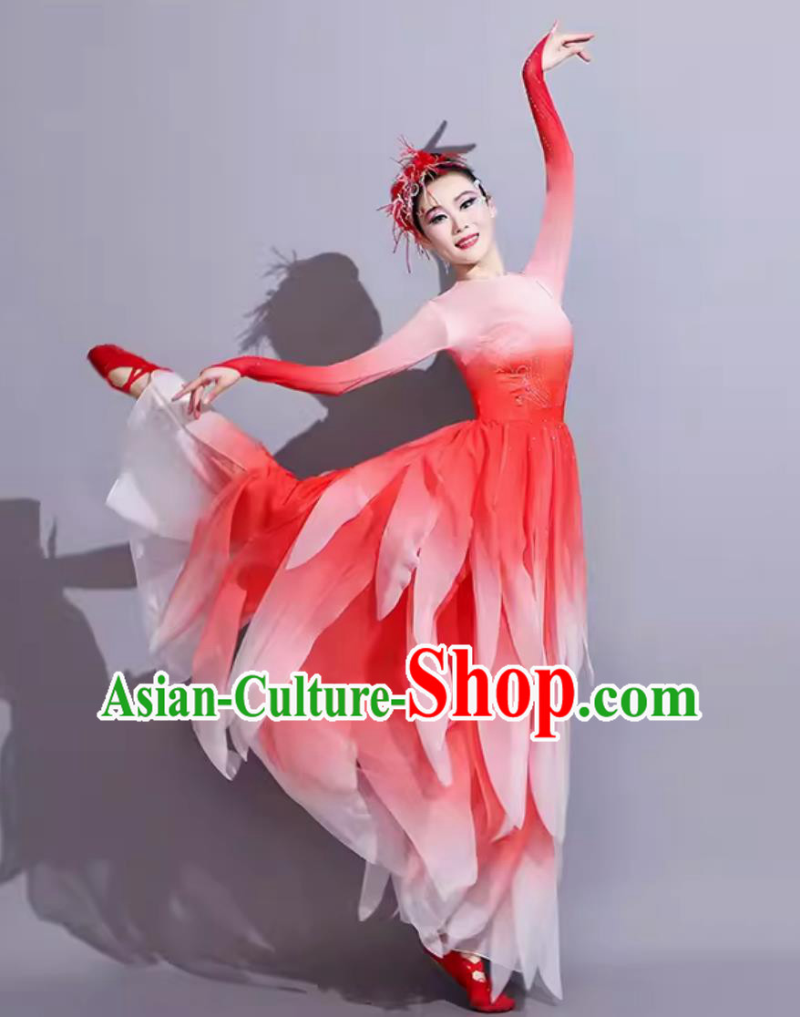 Traditional Women Group Dance Clothing China Classical Dance Red Dress Chinese Dance Contest Costume Traditional Women Group Dance Clothing China Classical Dance Red Dress Chinese Dance Contest Costume