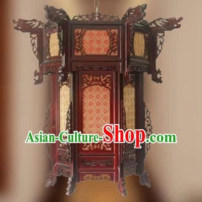 Large Three Layers Antique Style Wood Lantern Handmade Woven Bamboo Thread Lamp Traditional Chinese Palace Lantern