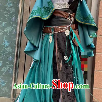 Ancient Chinese Swordswoman Costume China Online Game Sword Heroes Fate Beitian Medical Sect Cosplay Chen Yue Green Dress