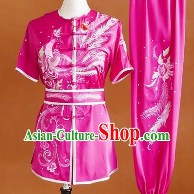 Professional Wushu Tournament Championships Costume Chinese Kung Fu Suit China Martial Arts Competition Woman Nanquan Pink Uniform