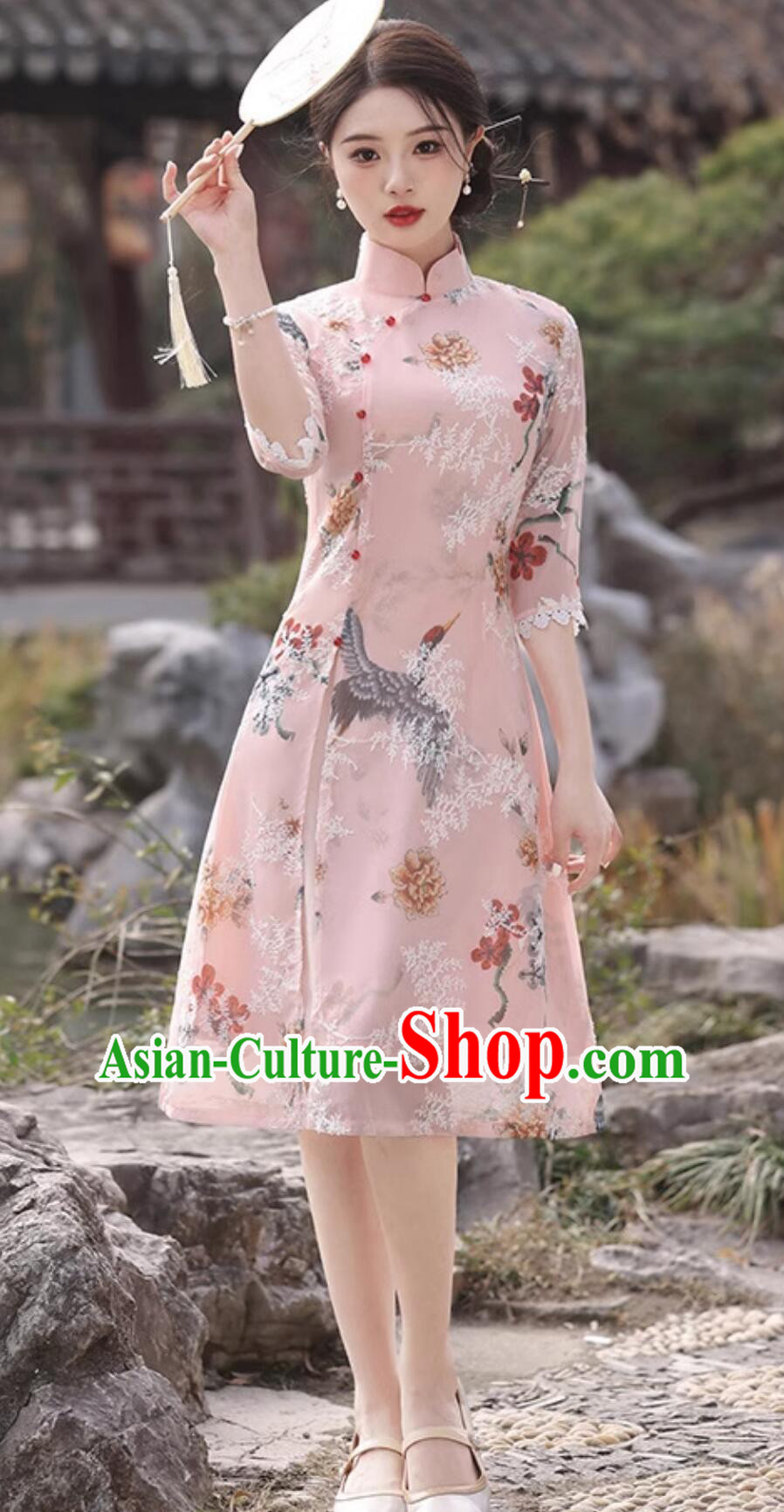Traditional Chinese Clothing China Aodai Qipao Dress Modern Pink Cheongsam Traditional Chinese Clothing China Aodai Qipao Dress Modern Pink Cheongsam