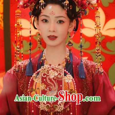 Traditional Chinese Tang Dynasty Wedding Red Hanfu Dress TV Series Drama Follow Your Heart Jiang Suo Luo Costume Ancient China Bride Clothing